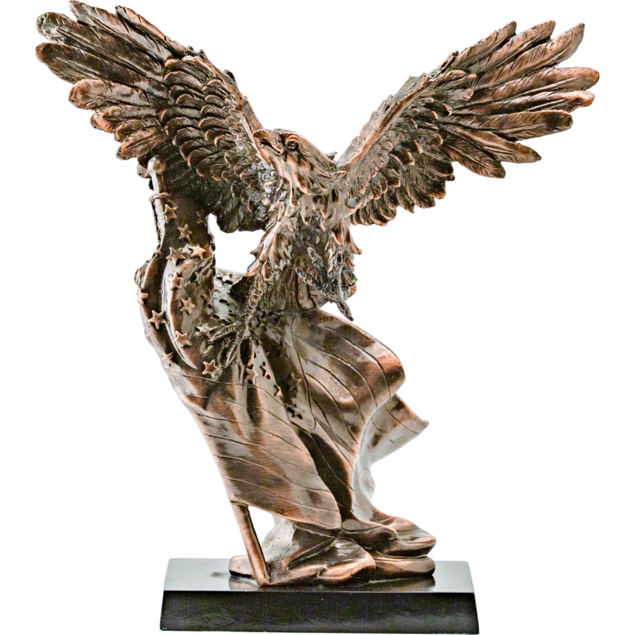 Antique Copper Eagle Statue Defending US Flag Free Customization