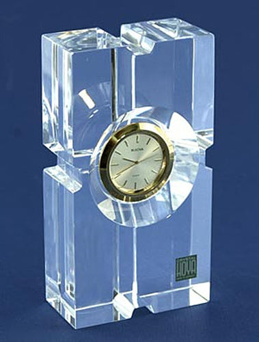 Quartz Clock Set in Hoya Crystal Rectangle