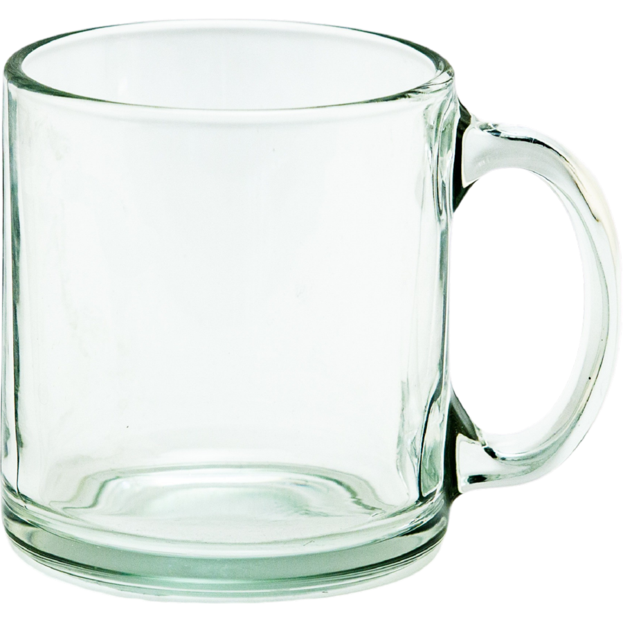 Glass Coffee Mug, 13 oz. Set of four Includes Custom Sand Carving