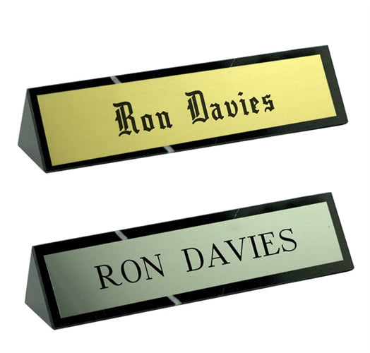 Triangular Nameplate Black Marble Triangle Desk Nameplate – Gino's Awards, Inc.